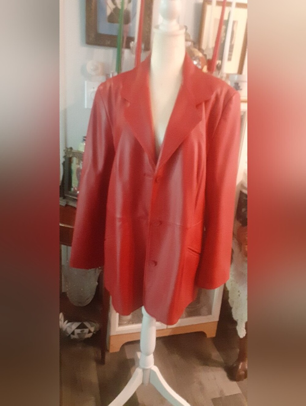 Nordstrom Red Leather Women's Blazer Jacket sz XL Excellent~ Like New Condition